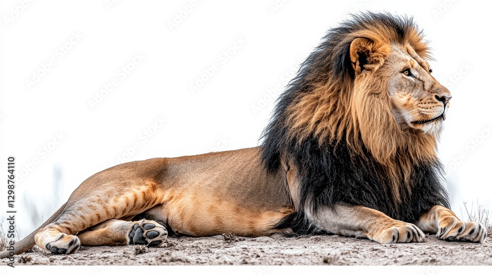 Lion Resting Majestic feline basking in sun, nature background. For wildlife documentaries Lion Resting Majestic feline basking in sun, nature background. For wildlife documentaries