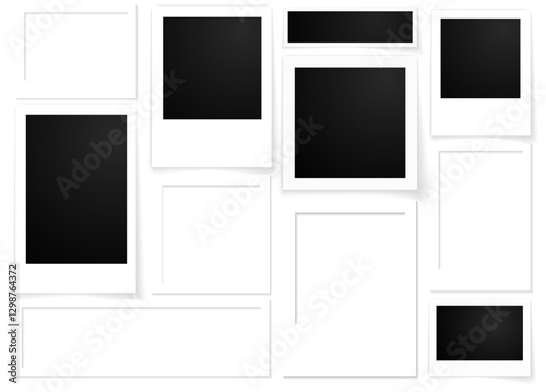 Realistic vintage Polaroid instant photo frame isolated on transparent PNG. Empty photo frame mockup with shadow, perfect for design elements. Retro Polaroid card template for creative projects.