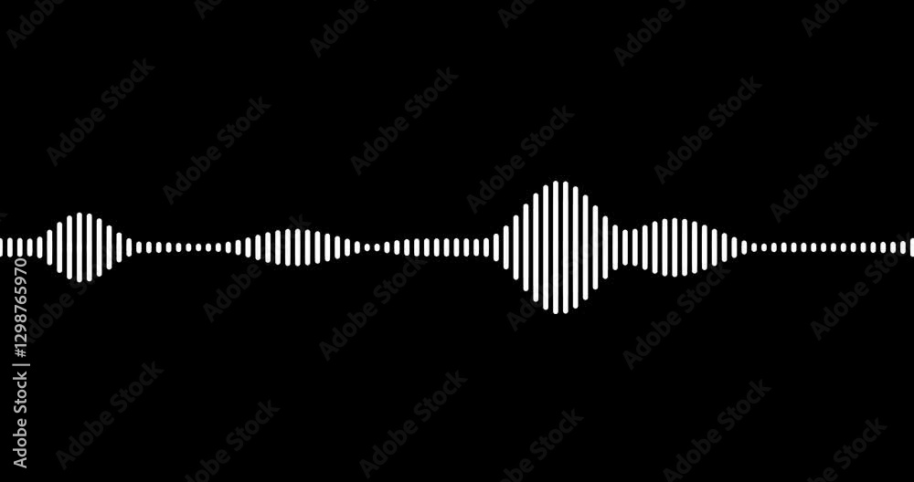 Audio waveform spectrum or sound visualization. Moving seamlessly voice equalizer on transparent background, alpha channel