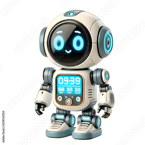 Cute Mini ai robot isolated on white background