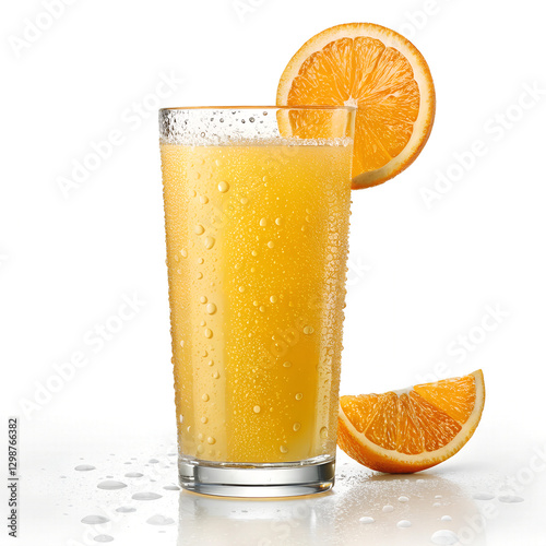 glass of orange juice and orange