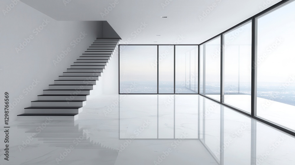 Fototapeta premium Modern Interior with City View