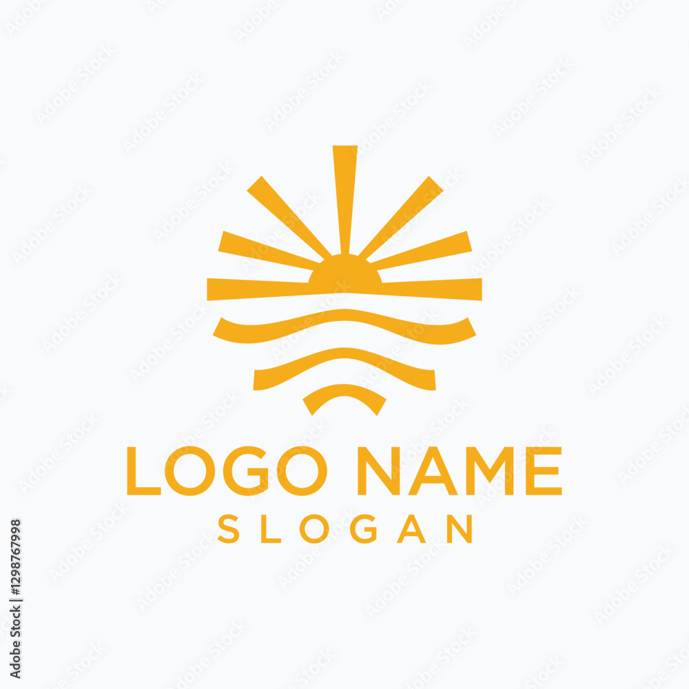Sun sea wave logo sunset beach coast icon symbol vector Sun sea wave logo sunset beach coast icon symbol vector