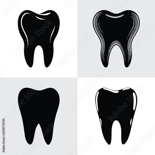 Dental tooth icon set