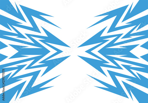 Abstract Blue and white background with spikes and zigzag narrow line pattern work