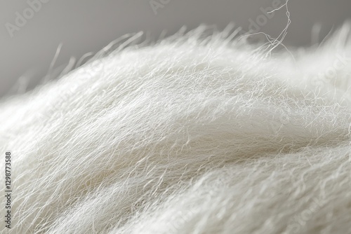 A magnified view of a pristine white textile, emphasizing the delicate fibers and subtle texture, perfect for backgrounds and highlighting purity and softness in design.