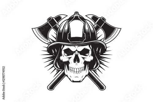 Firefighter Helmet and Skull 
 vector