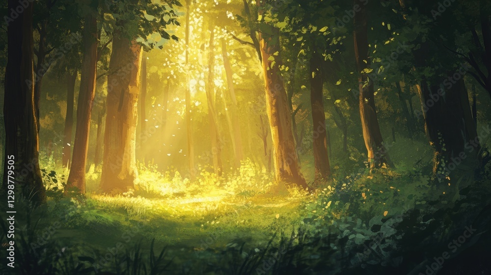 Obraz premium sunlit forest path