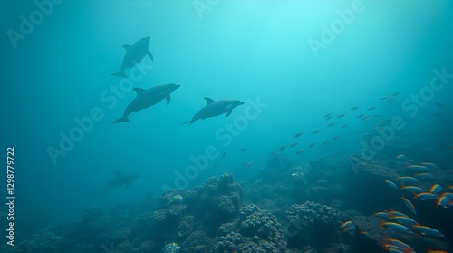 Wallpaper Mural Soft Cinematic Haze – Marine Biodiversity in an Underwater Scene Torontodigital.ca