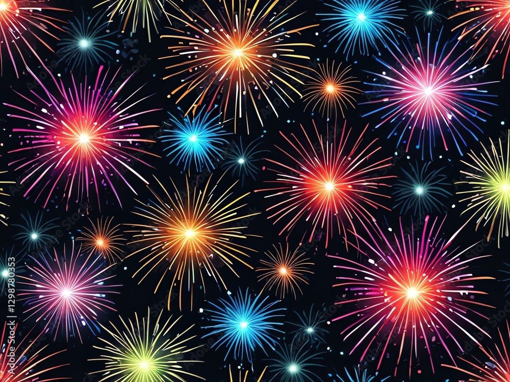 Naklejka premium Vibrant Fireworks Display: A Celebration of Light and Color
