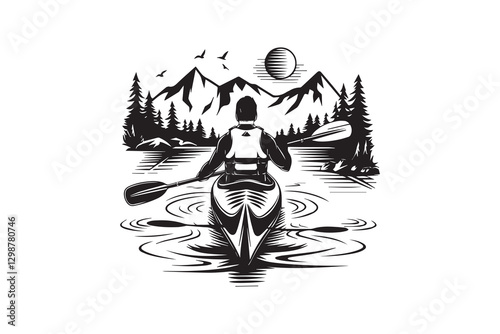 Kayaking Adventure in the Mountains vector