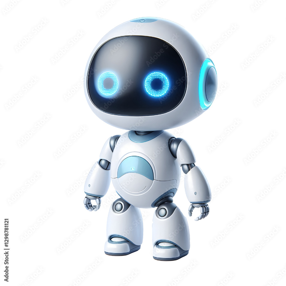 Cute Mini ai robot isolated on white background Cute Mini ai robot isolated on white background
