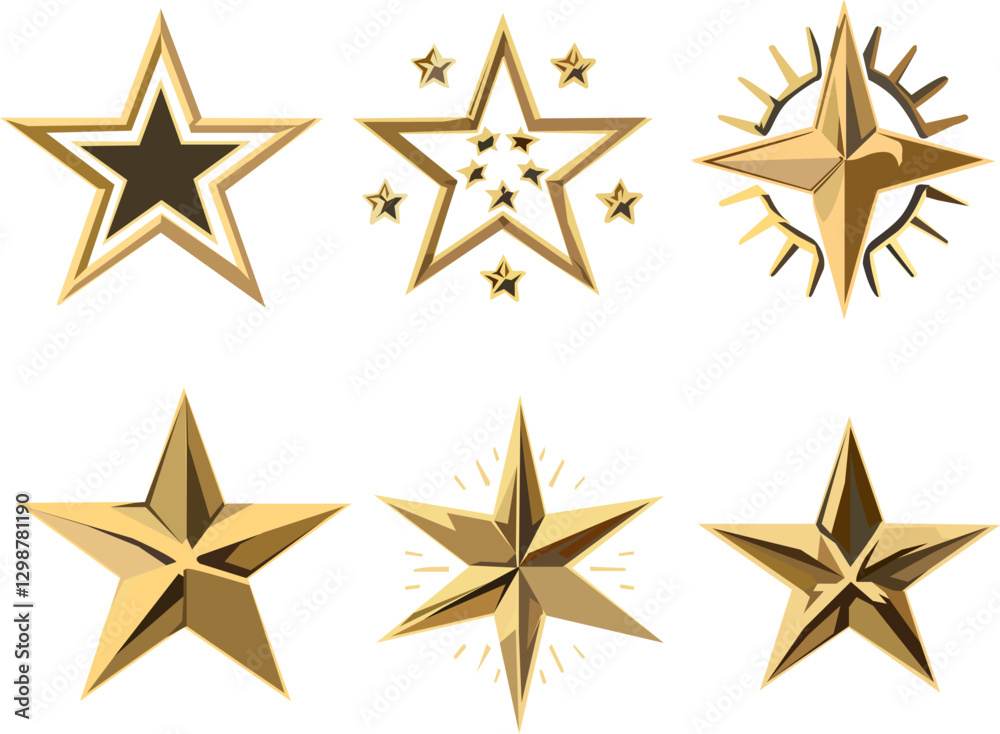stars golden icon four pointed collection stars golden icon four pointed collection