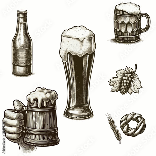octoberfest mug of beer vector set 