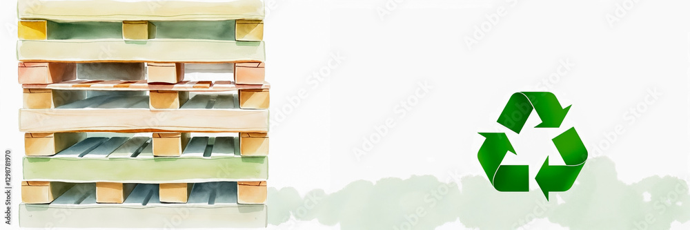 Obraz premium Recycled wooden pallets arranged creatively, eco-friendly design