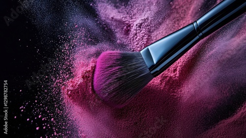 Dynamic Explosion of Vibrant Powder from Brushes