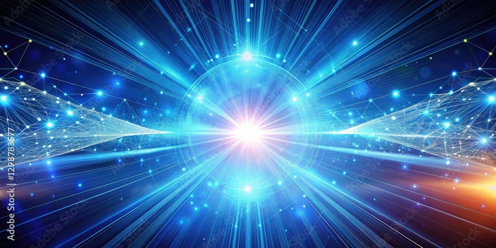 Fototapeta premium Abstract sci-fi wallpaper: glowing blue nebula lines pulse with cosmic energy, a digital art masterpiece.