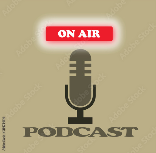 Podcast radio logo icon, vector ,on air