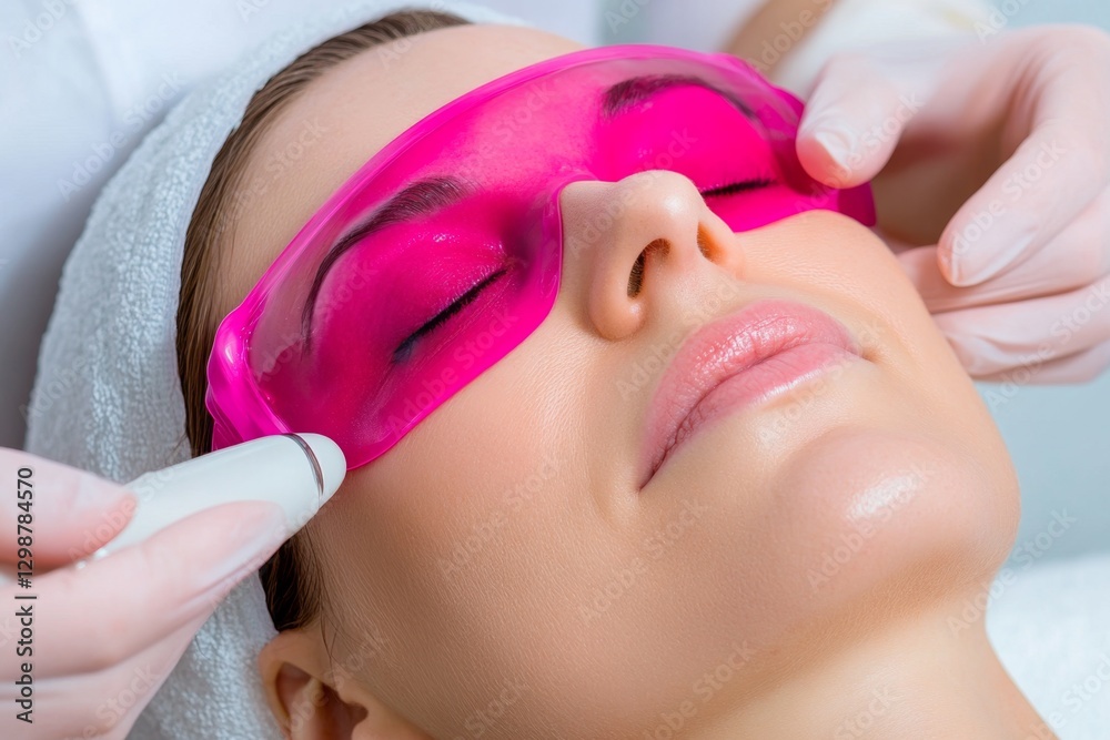 Naklejka premium A dermatologist performing a facial laser treatment on a client