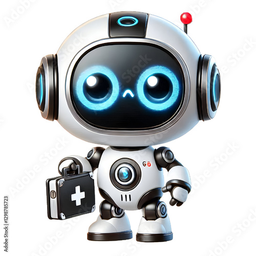 Cute Mini ai robot isolated on white background