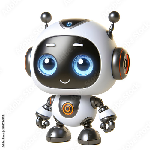 Cute Mini ai robot isolated on white background