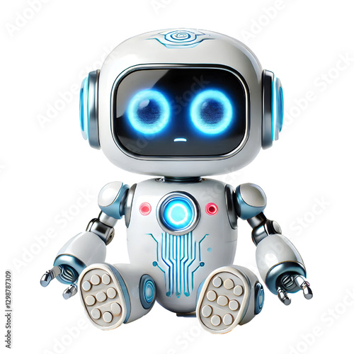 Cute Mini ai robot isolated on white background
