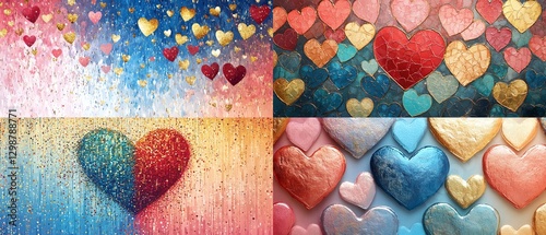 Vibrant vertical heart design featuring a rainbow of colors red