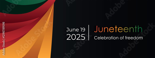 Juneteenth Freedom Day. June 19 2025 African American Liberation Day. Black, red and green. Vector	
