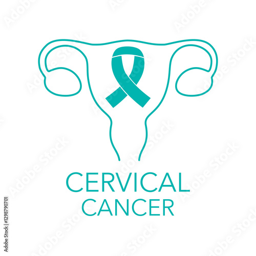 Cervical cancer awareness vector icon. Flat style element useful for cervix carcinoma day design. Tolerance, sympathy and healthcare concept. Isolated illustration on a light pink background.