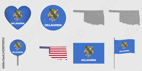 Oklahoma State Flags and Maps Icon Pack.