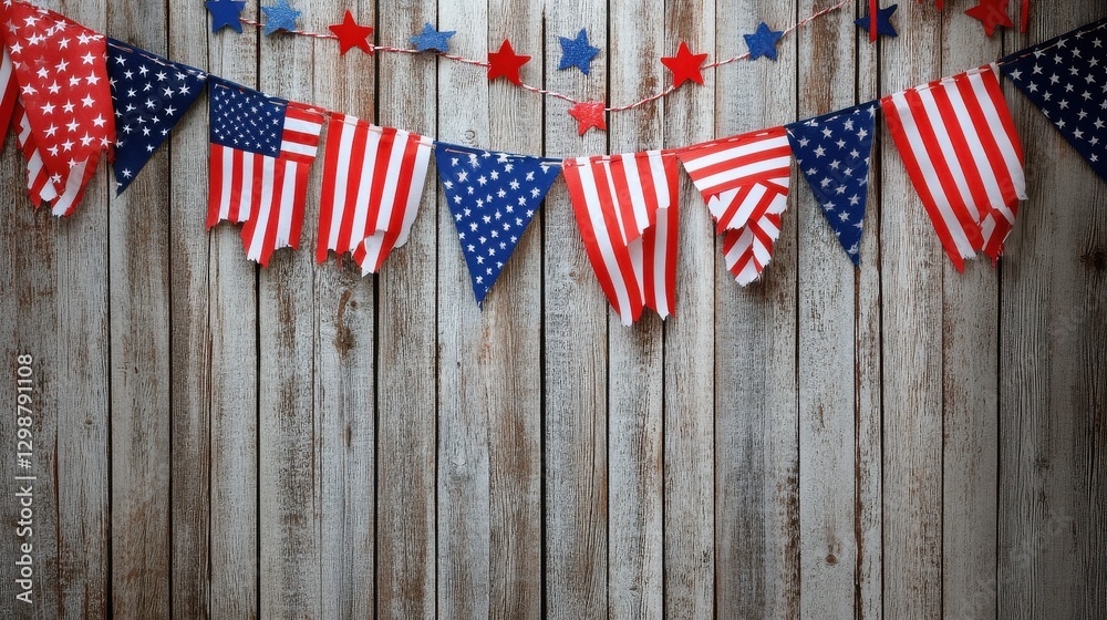 Fototapeta premium Patriotic Decorations with Flags and Ribbons Arrangement