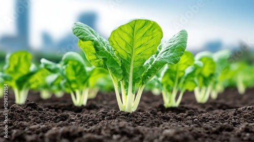 Young Swiss Chard Plants Growing in Soil