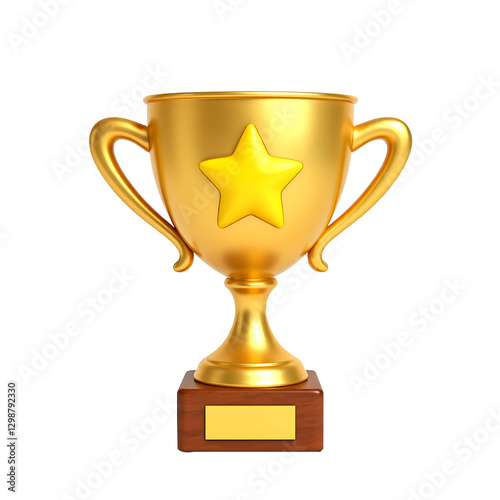 Trophy cup winner success champion icon sign or symbol 3d illustration