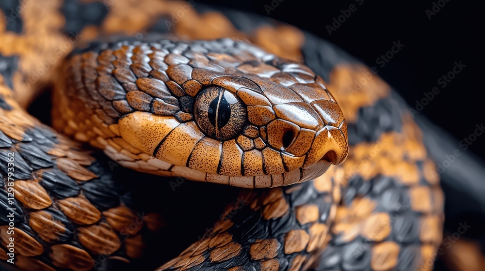 Intricate Detail of a Colorful Snake with Unique Scales and Texture Intricate Detail of a Colorful Snake with Unique Scales and Texture