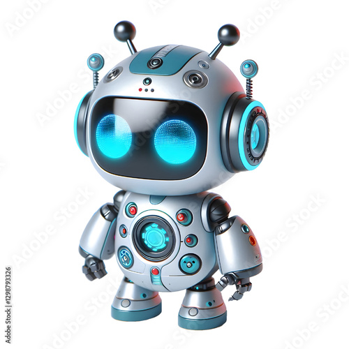 Cute Mini ai robot isolated on white background