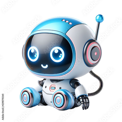 Cute Mini ai robot isolated on white background