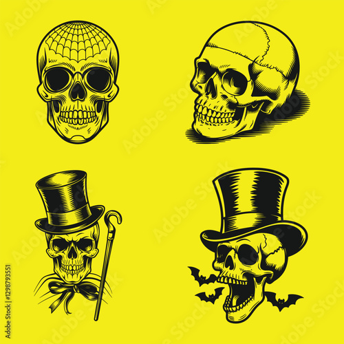 Premium skull vector set design