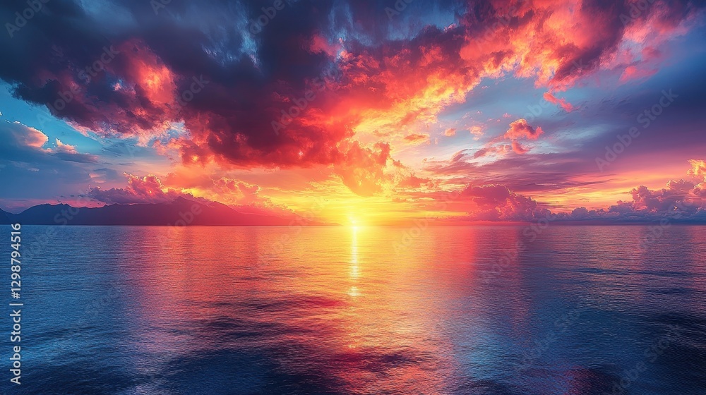 Naklejka premium Dramatic Sunset Over Ocean