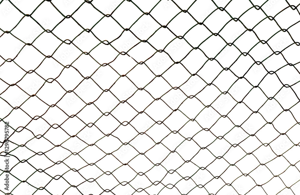 The texture of the metal mesh on a white background. Torn steel, metal mesh with holes The texture of the metal mesh on a white background. Torn steel, metal mesh with holes