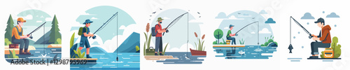 Vector of a person fishing.
