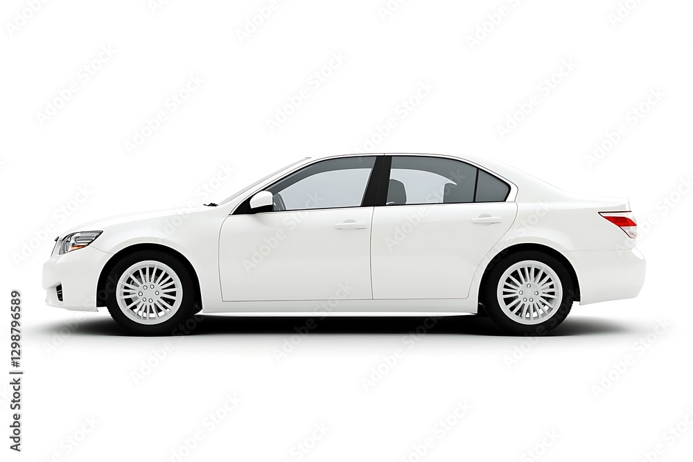 White sedan car side view isolated on white. White sedan car side view isolated on white.