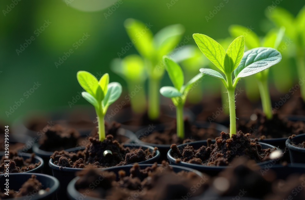 Seedlings in pots . An article about planting. Spring. Seedlings in pots . An article about planting. Spring.