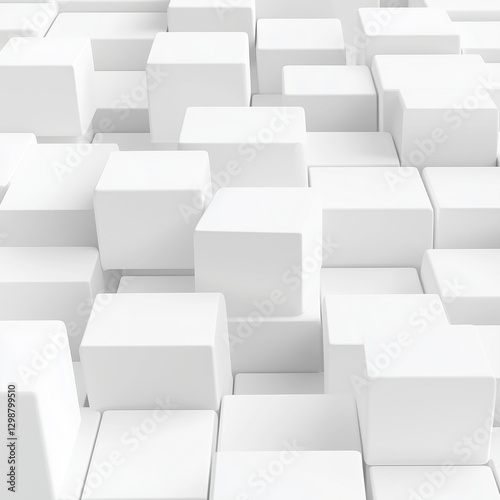 Abstract 3D White Cube Structure with Depth and Modern Design