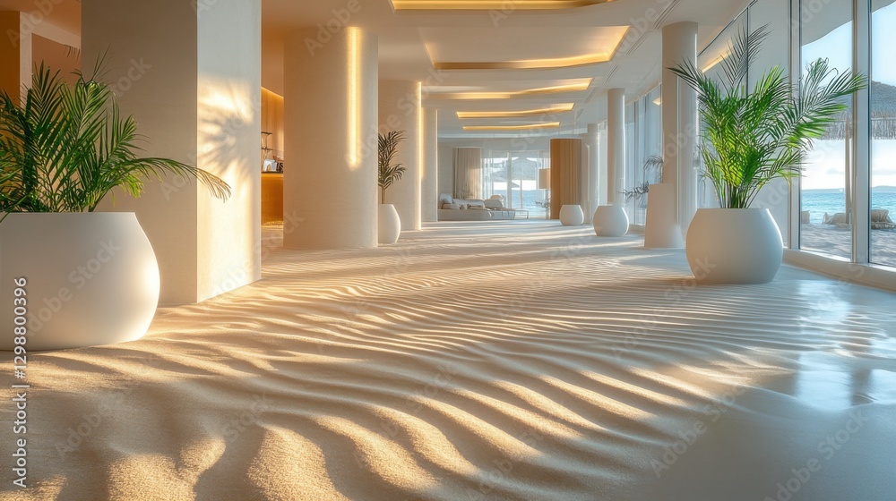 Fototapeta premium Elegant Large White Vase on Minimalist Floor Creating a Tranquil Atmosphere with Soft Natural Light and Clean Lines Enhancing Modern Interior Aesthetics