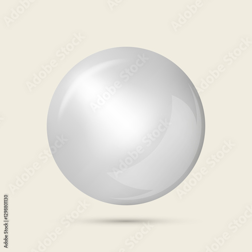 A large and magnificent pearl with glitter. Also white ball template. 3D realistic vector illustration isolated on white.