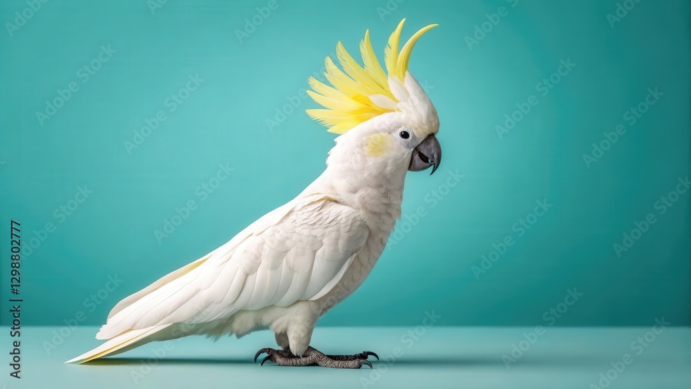 Fototapeta premium a captivating close-up of a sulfur-crested cockatoo with a striking crest, standing poised