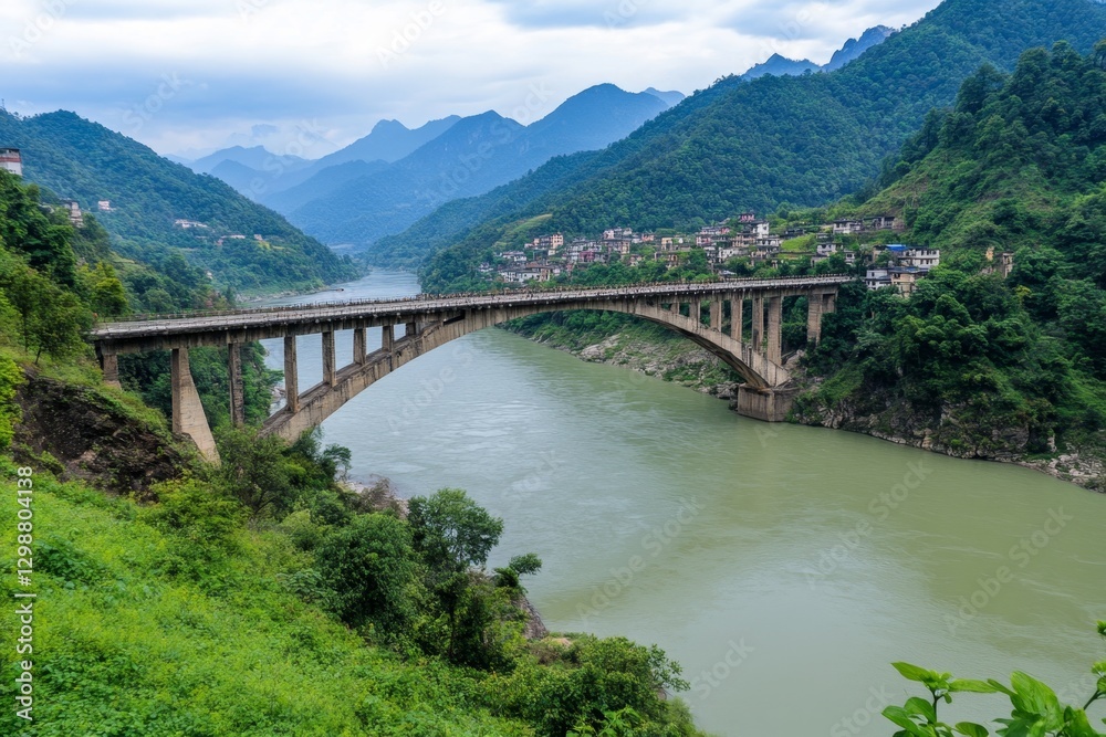 A grand city built along a majestic river, with historic bridges connecting both sides A grand city built along a majestic river, with historic bridges connecting both sides