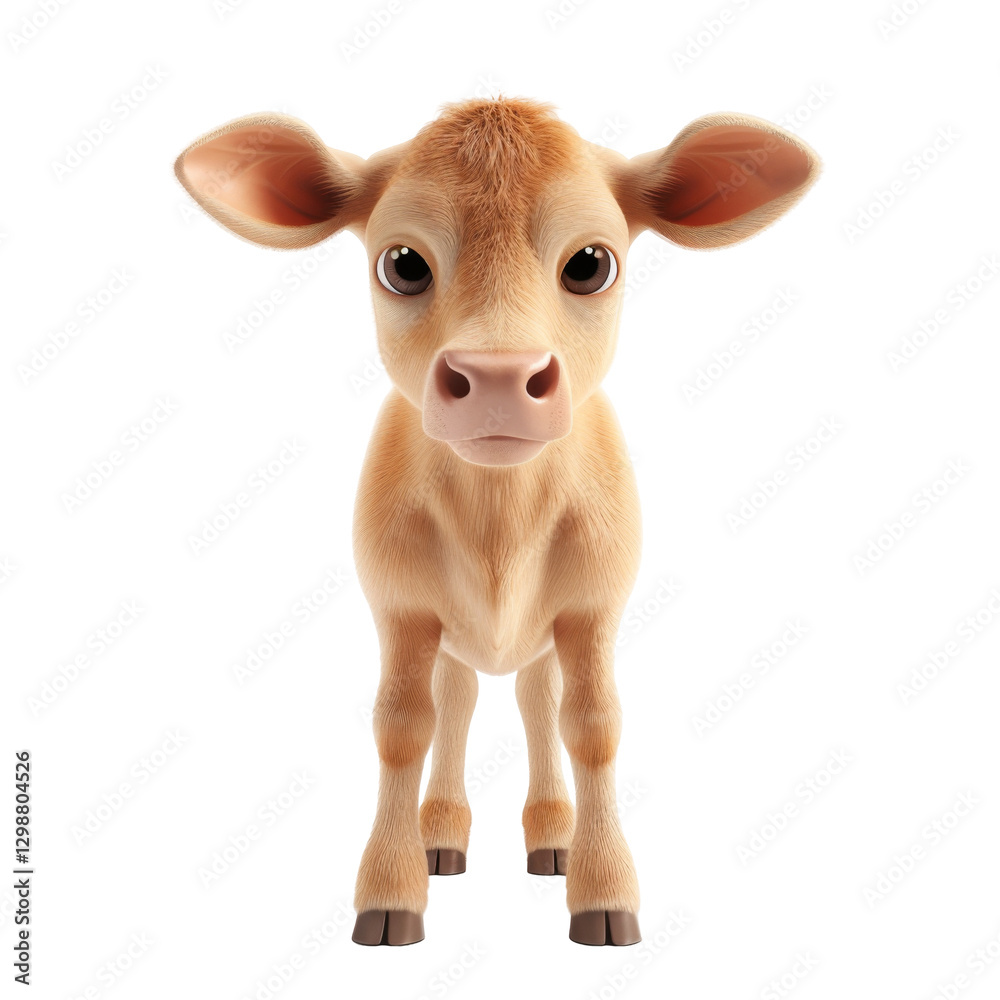 Adorable baby cow with big eyes standing calmly looking at viewer Adorable baby cow with big eyes standing calmly looking at viewer