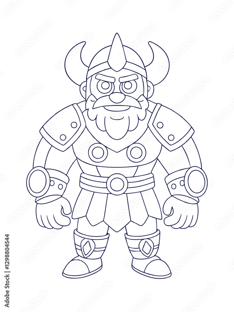 Viking Warrior in Detailed Armor with Weapons – Historical Adult Coloring Page on White Background Viking Warrior in Detailed Armor with Weapons – Historical Adult Coloring Page on White Background