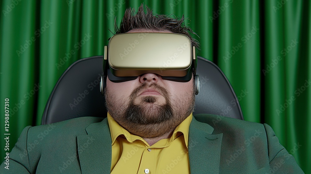 Obraz premium Man Wearing Virtual Reality Headset in Relaxing Setting